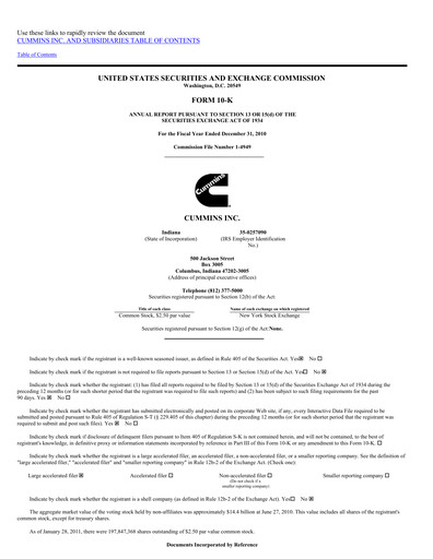 Thumbnail Cummins
 Annual Report 2010