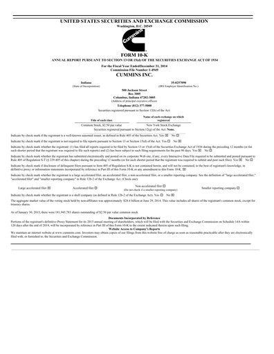 Thumbnail Cummins
 Annual Report 2014