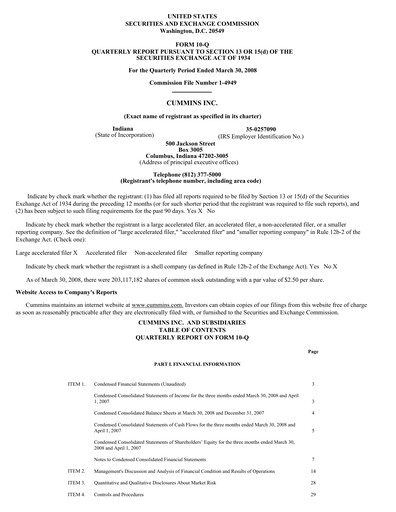 Miniature Cummins
 Rapport trimestriel 2008-q1
