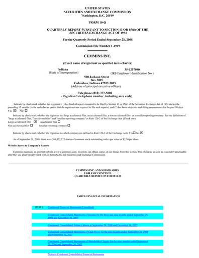 Miniature Cummins
 Rapport trimestriel 2008-q3