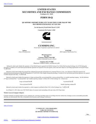 Miniature Cummins
 Rapport trimestriel 2013-q1