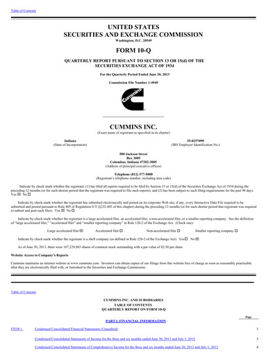 Miniature Cummins
 Rapport trimestriel 2013-q2