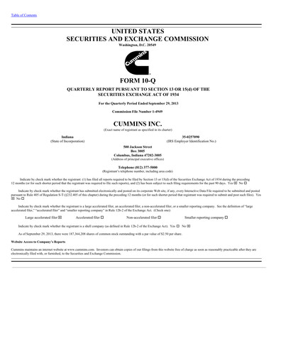 Miniature Cummins
 Rapport trimestriel 2013-q3