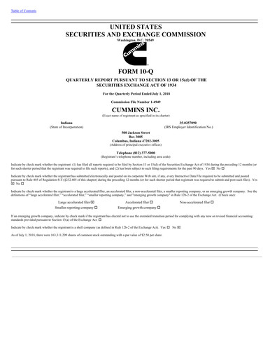 Miniature Cummins
 Rapport trimestriel 2018-q2