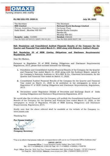 Thumbnail Omaxe
 Financial Statement 2019-2020