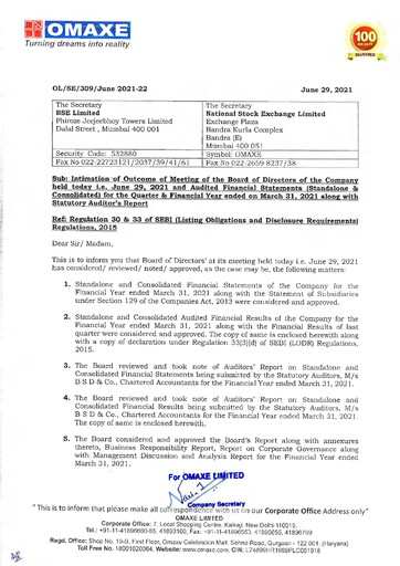 Thumbnail Omaxe
 Financial Statement 2020-2021