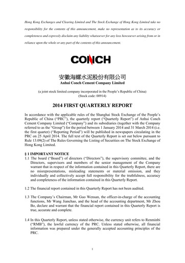 Thumbnail Anhui Conch Cement Quarterly Report 2014-q1