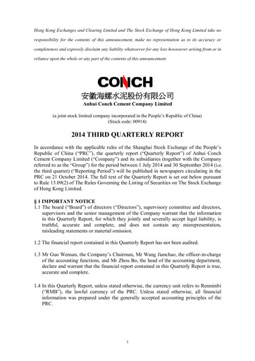 Thumbnail Anhui Conch Cement Quarterly Report 2014-q3
