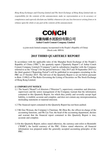 Thumbnail Anhui Conch Cement Quarterly Report 2015-q3