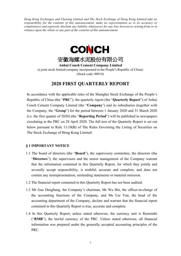 Thumbnail Anhui Conch Cement Quarterly Report 2020-q1