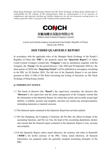Thumbnail Anhui Conch Cement Quarterly Report 2020-q3