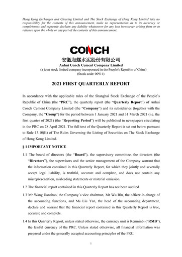 Thumbnail Anhui Conch Cement Quarterly Report 2021-q1