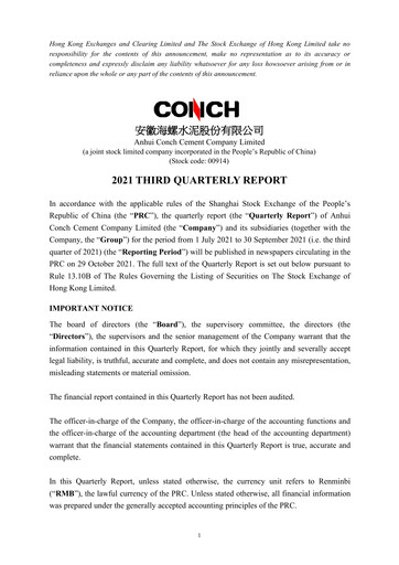 Thumbnail Anhui Conch Cement Quarterly Report 2021-q3