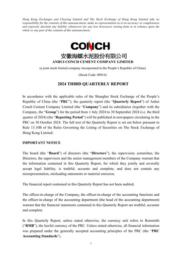 Thumbnail Anhui Conch Cement Quarterly Report 2024-q3