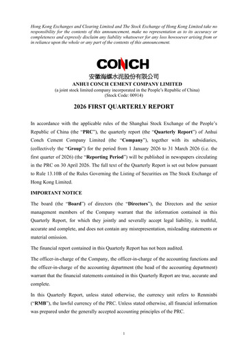 Thumbnail Anhui Conch Cement Quarterly Report 2026-q1