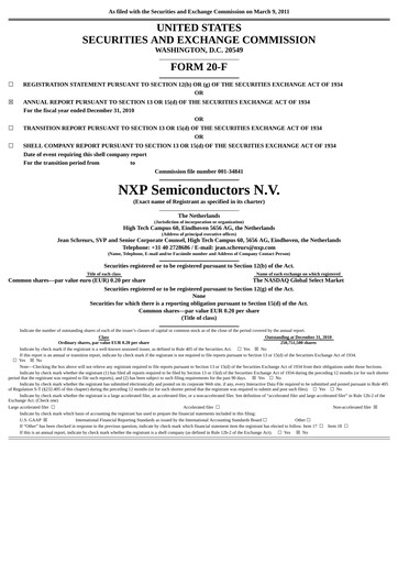 Thumbnail NXP Semiconductors Annual Report 2010
