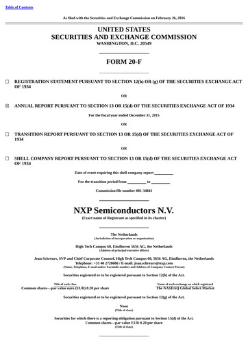 Thumbnail NXP Semiconductors Annual Report 2015