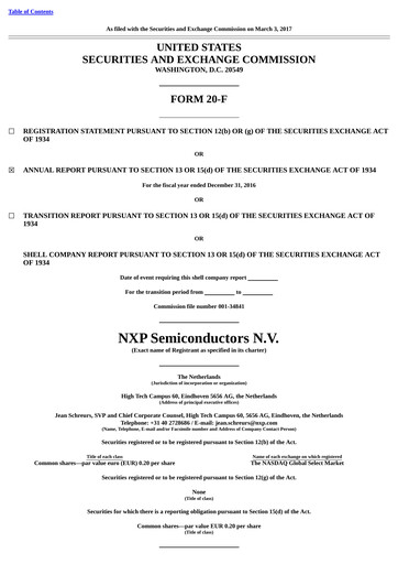 Thumbnail NXP Semiconductors Annual Report 2016