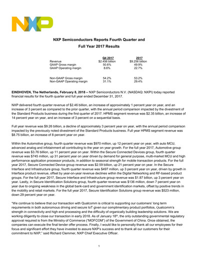 Thumbnail NXP Semiconductors Financial Statement 2017