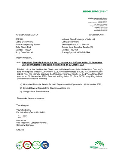 Thumbnail Heidelbergcement India Quarterly Report 2025-q2