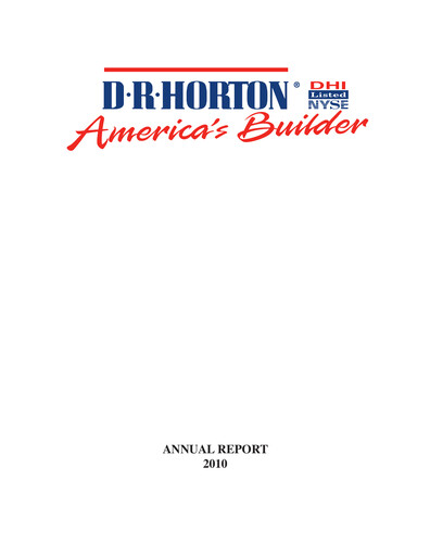 Thumbnail D. R. Horton
 Annual Report 2010
