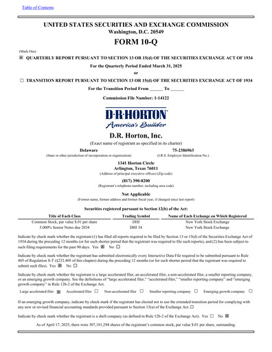 Thumbnail D. R. Horton
 Quarterly Report 2025-q2