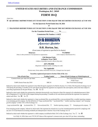 Miniature D. R. Horton
 Rapport trimestriel 2026-q3
