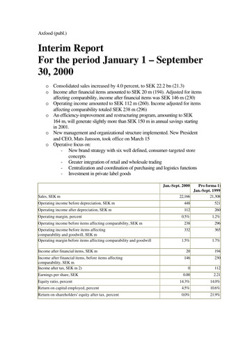 Thumbnail Axfood Quarterly Report 2000-q3