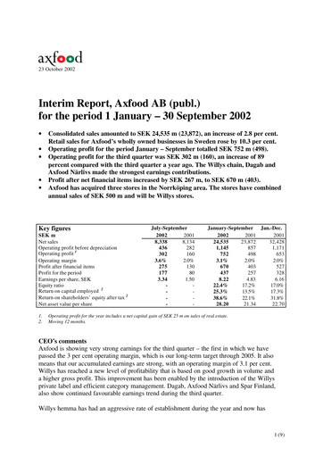 Thumbnail Axfood Quarterly Report 2002-q3