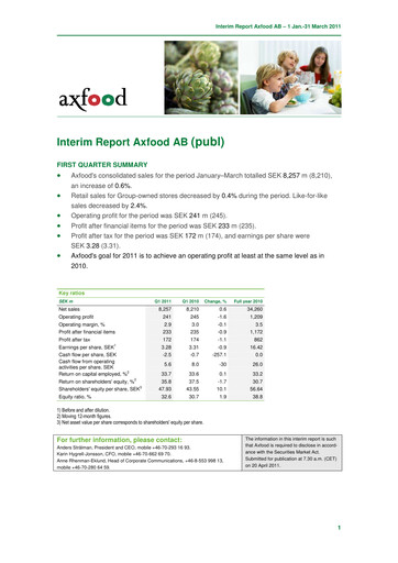 Thumbnail Axfood Quarterly Report 2011-q1