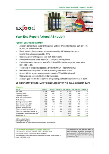 Thumbnail Axfood Quarterly Report 2011-q4