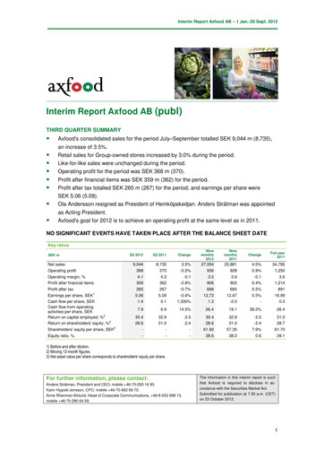 Thumbnail Axfood Quarterly Report 2012-q3