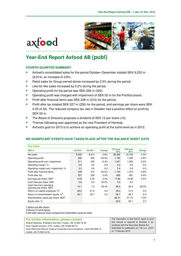 Thumbnail Axfood Quarterly Report 2012-q4