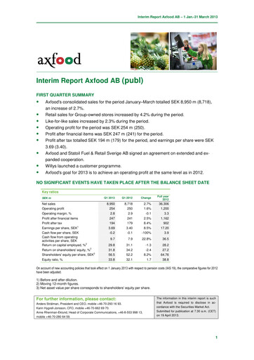 Thumbnail Axfood Quarterly Report 2013-q1