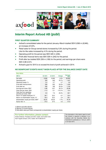 Thumbnail Axfood Quarterly Report 2015-q1