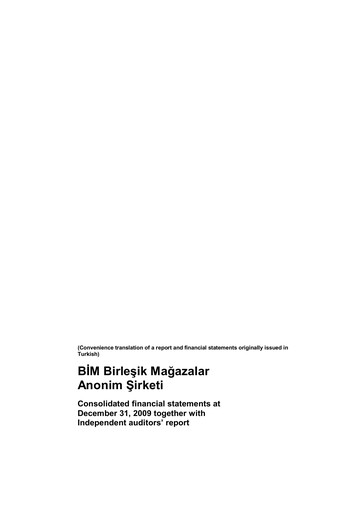 Thumbnail BİM Birleşik Mağazalar Financial Statement 2009