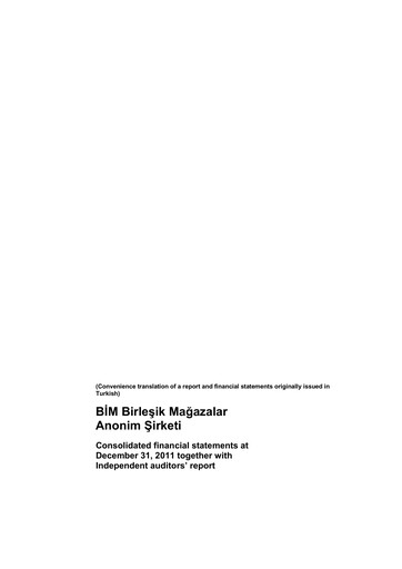 Thumbnail BİM Birleşik Mağazalar Financial Statement 2011