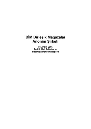 Thumbnail BİM Birleşik Mağazalar Financial Statement 2005