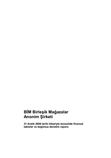 Thumbnail BİM Birleşik Mağazalar Financial Statement 2009