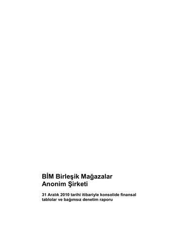 Thumbnail BİM Birleşik Mağazalar Financial Statement 2010