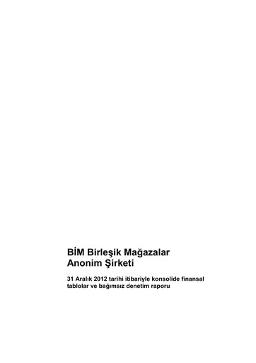 Thumbnail BİM Birleşik Mağazalar Financial Statement 2012