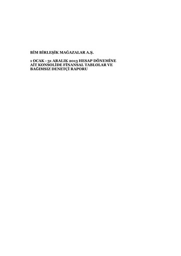 Thumbnail BİM Birleşik Mağazalar Financial Statement 2013