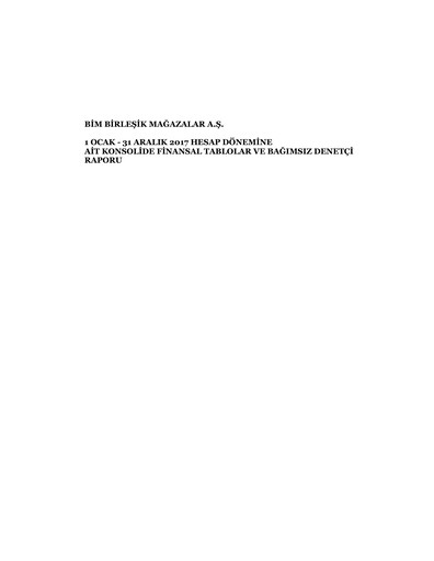 Thumbnail BİM Birleşik Mağazalar Financial Statement 2017