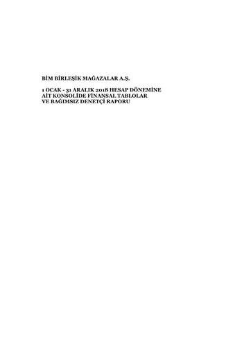 Thumbnail BİM Birleşik Mağazalar Financial Statement 2018