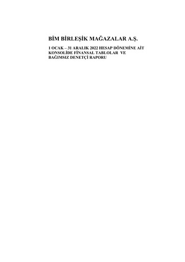 Thumbnail BİM Birleşik Mağazalar Financial Statement 2022
