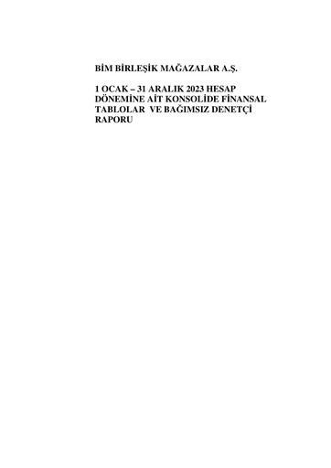 Thumbnail BİM Birleşik Mağazalar Financial Statement 2023