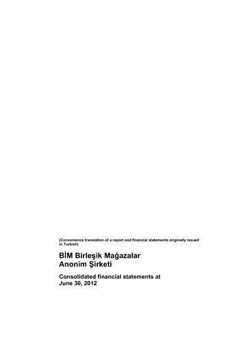 Thumbnail BİM Birleşik Mağazalar Half-year Report 2012