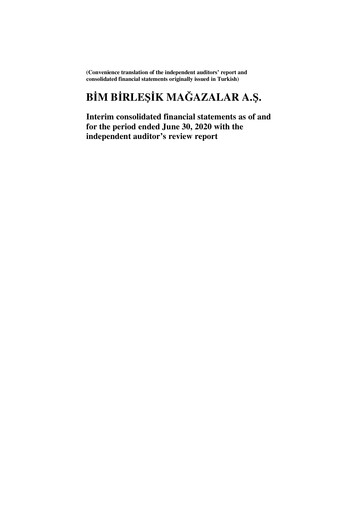 Thumbnail BİM Birleşik Mağazalar Half-year Report 2020