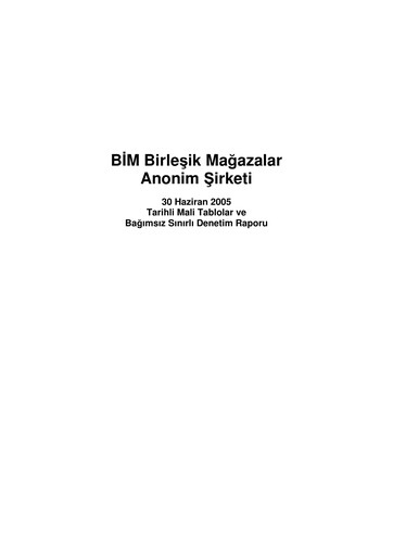 Thumbnail BİM Birleşik Mağazalar Half-year Report 2005
