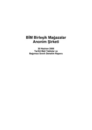 Thumbnail BİM Birleşik Mağazalar Half-year Report 2006